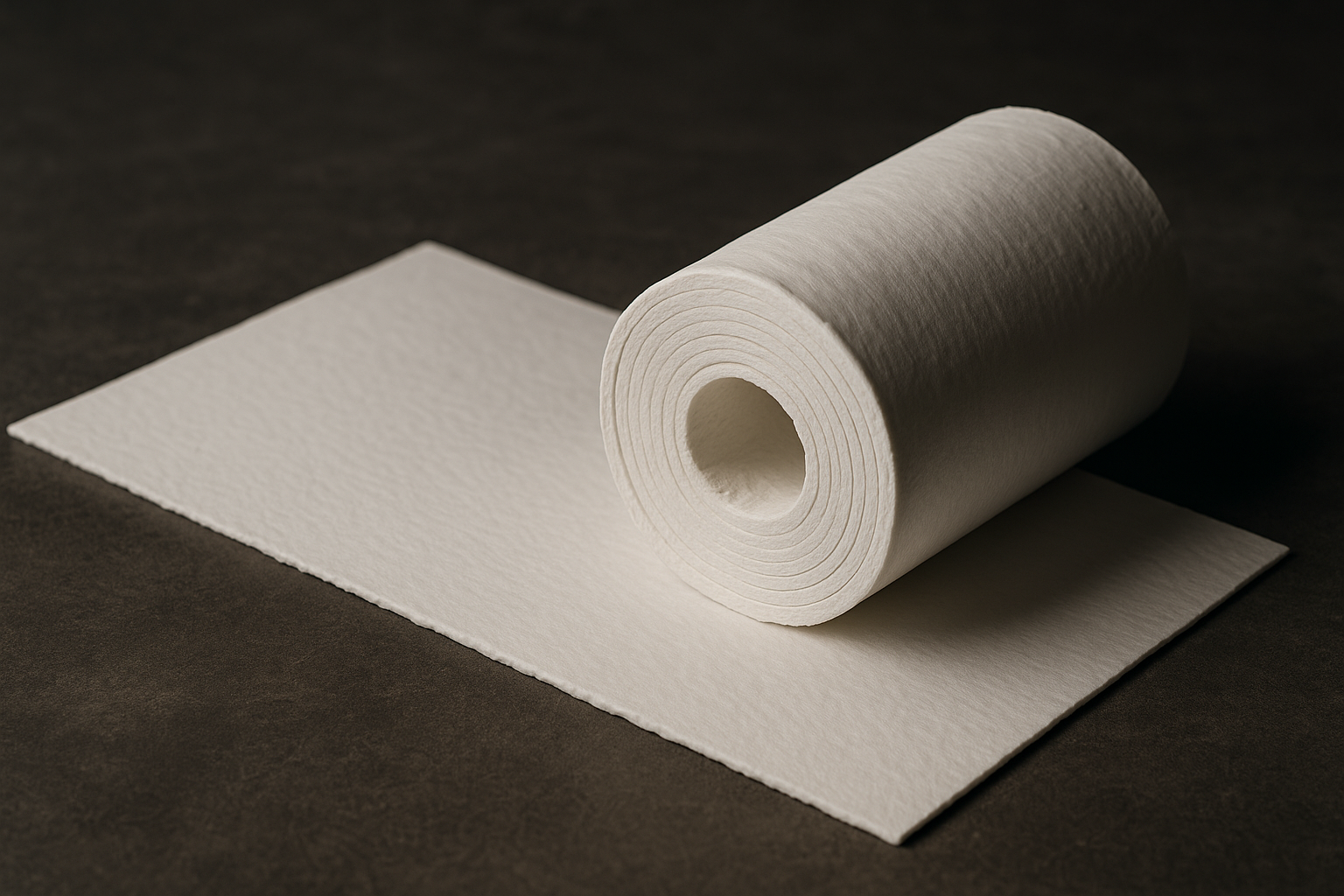 Papel de fibra cerámica refractaria PROPAPER de CIMSAMEX, material aislante flexible y ligero para aplicaciones industriales de alta temperatura.