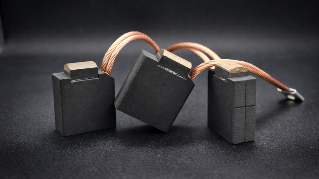 Escobillas de carbón y grafito con conexión de cobre para motores eléctricos industriales