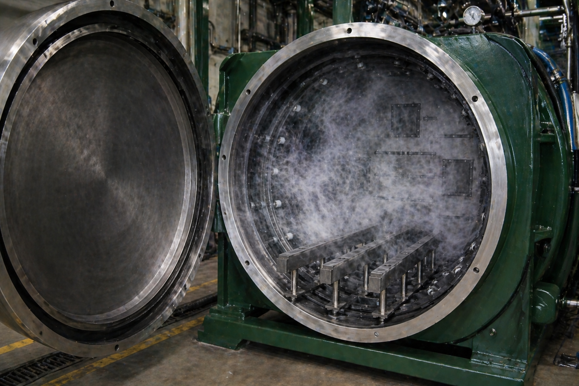 Outgassing en grafito dentro de horno de vacío a alta temperatura con liberación de gases en componentes internos