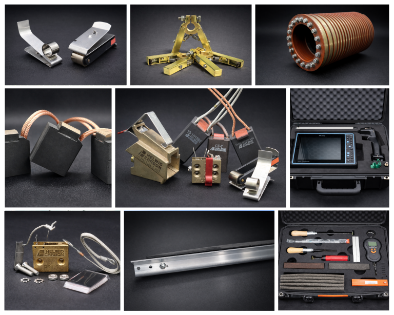 Componentes eléctricos industriales de grafito, portaescobillas, anillos colectores y accesorios para motores y generadores