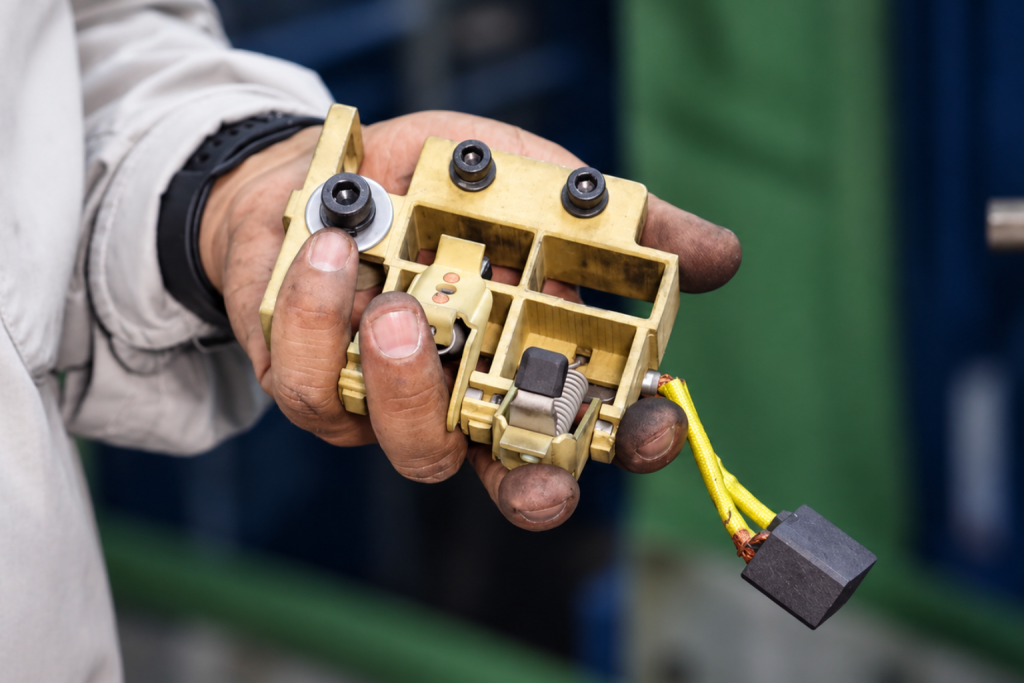 Inspección de portaescobillas para motor eléctrico industrial